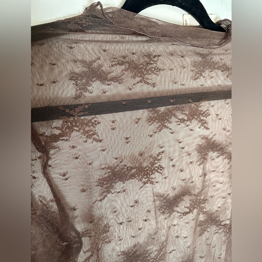 Aerie Sheer Chocolate Lace Blouse - Picture 2 of 3